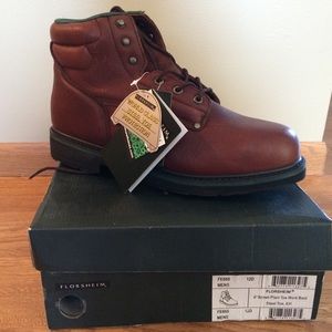Florsheim 6” Brown Plain Toe Work Boot, Steel Toe